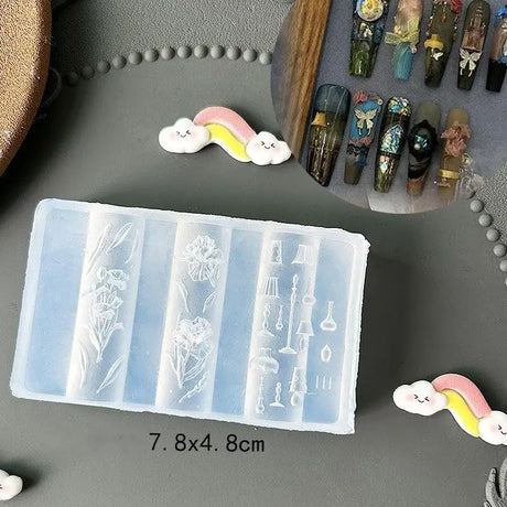 〔CC55〕3D Fruit Silicone Nail Mold Sweet Flower Petals Fairy Nails Templates DIY Nail Art Decor Manicure Template For Nail Charms