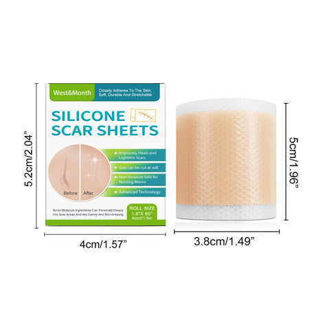 1 Roll Silicone Scar Sheets , 4cmX150cm Self-Adhesive Scar Cover Tape Reusable and Effective Skin Care Strips
