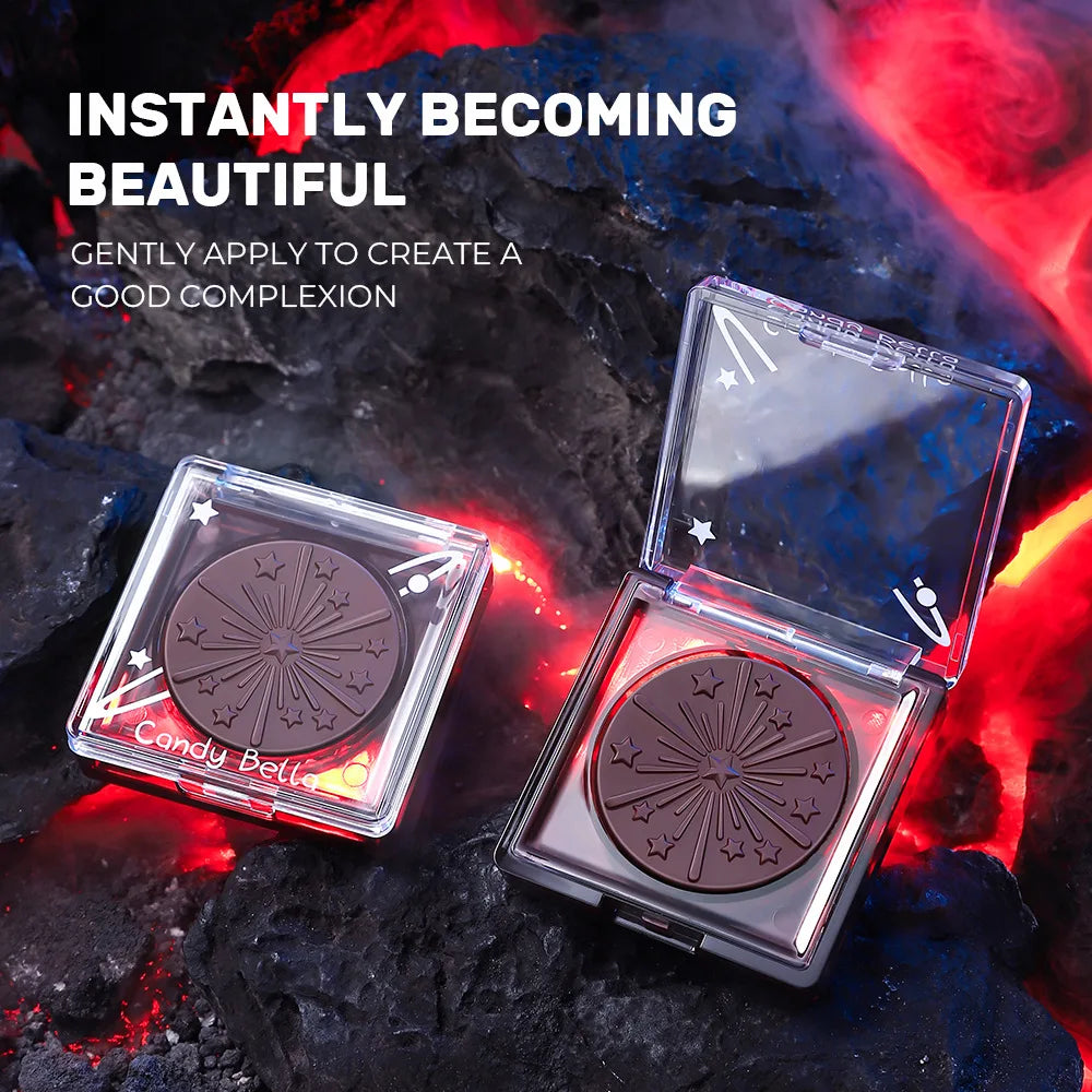 Candy Bella Black Blush & Fuwa Contour Powder - Soft Matte, Face-Focus Brightening, Shading & Blurring, Includes Peach (Multi-Pu