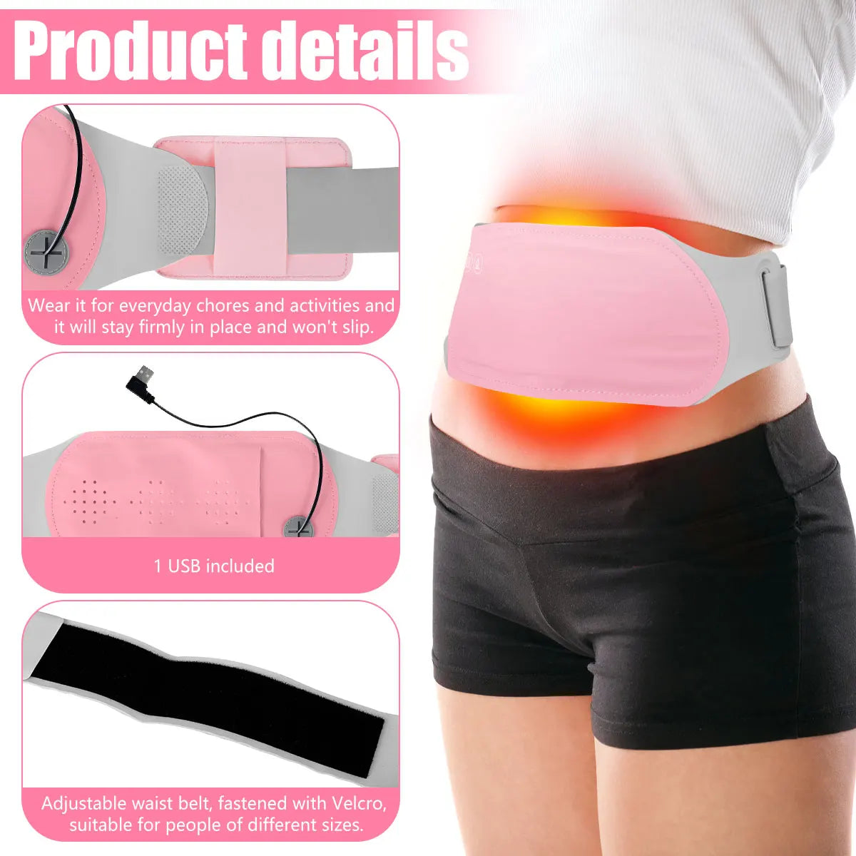 Heating Pad for Period Cramps Portable Cordless Heating Pad for Menstrual Cramps Pain Relief Heating Abdomen Warmer Xmas Gifts