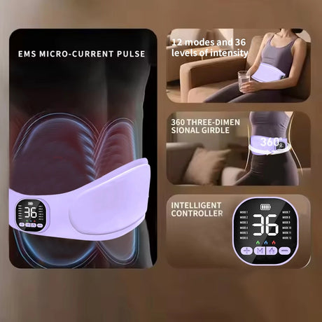 Waist Massager Heating Pad Period Pain Relief - Portable EMS Belly Massager Belt Women Back Pain