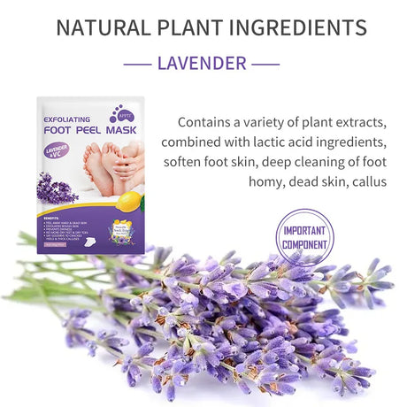 Lavender & VC Foot Peeling Mask Exfoliating Heels Calluses Remove Foot Patches Dead Skin Remover Pedicure Socks Foot Care 1Pair