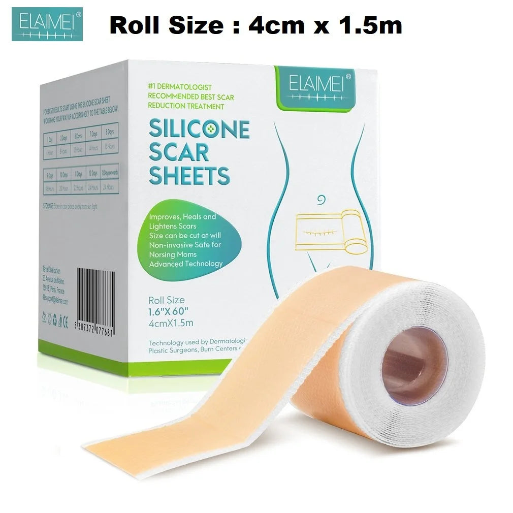 4cm X 150cm Silicone Scar Sheets , 1 Roll Self-Adhesive Scar Cover Tape Skin Care Waterproof and Breathable Scar Patch