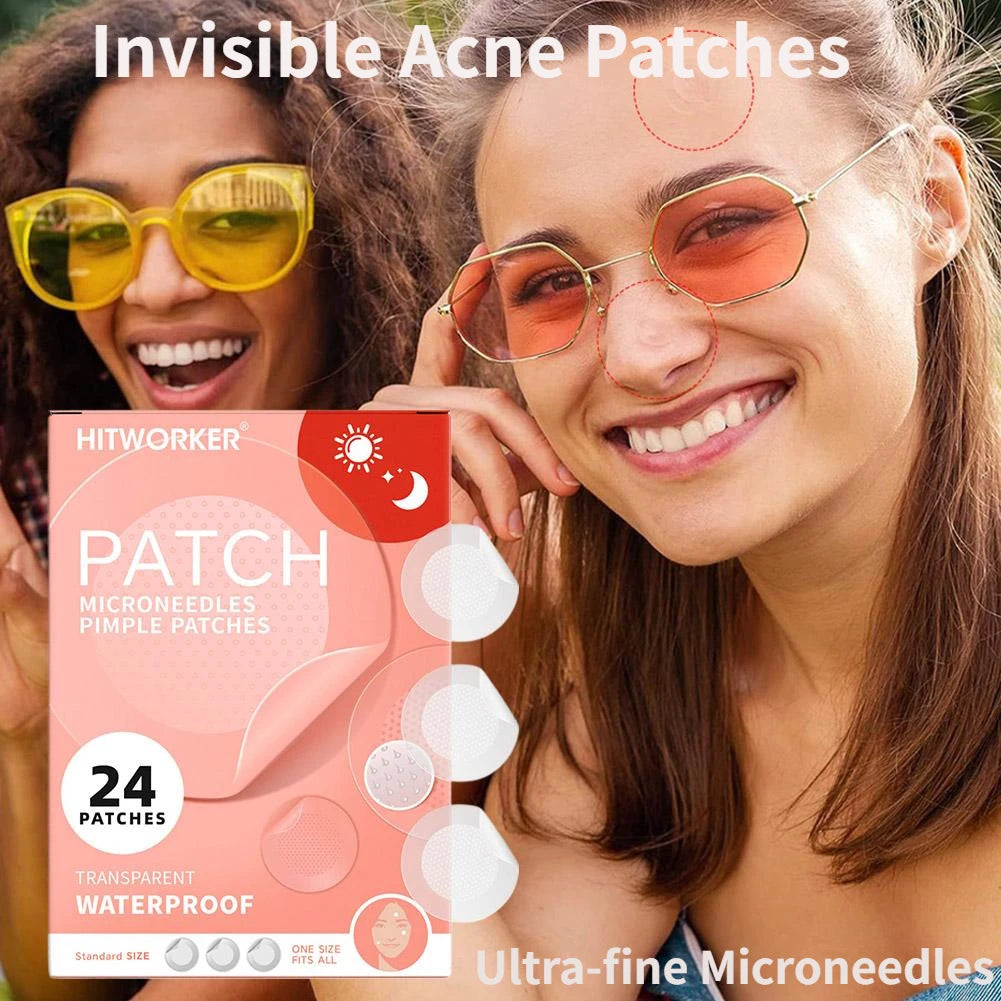 24PCS Microneedle AcnePatch Painlessly Penetrate Acne Patches Blemishes Pimples Covering Patch Daily Unisex Skincare