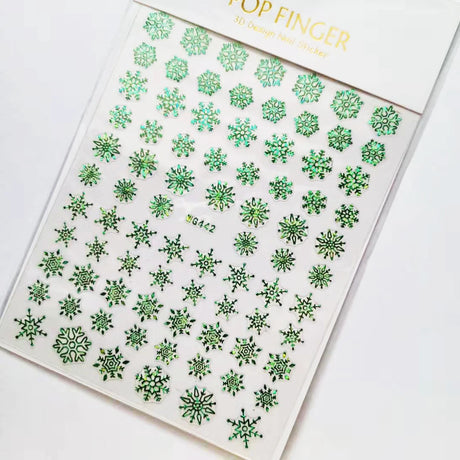 Sliver Bronzing 3D Christmas Nail Art Decoration Sticker Sparkly White Colorful Glitter Geometry Snowflake Winter Slider Foil