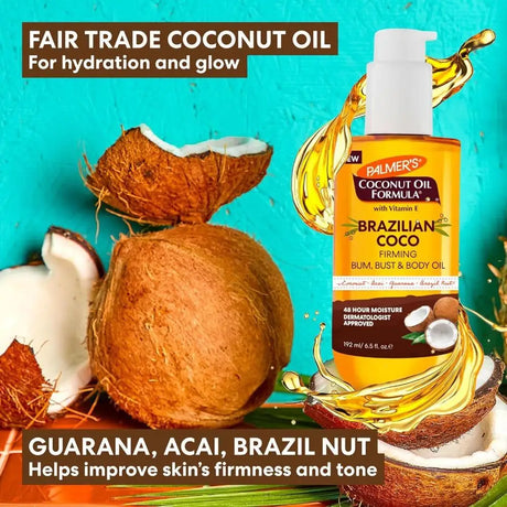 Palmer's Vanilla Coconut Firming Body Oil - 72H Hydration with Shea Butter & Vitamin E for Softer Skin Tightening & Firming