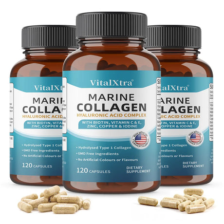 Marine Collagen Complex Capsules - Hyaluronic Acid Biotin, Support Skin Hair Nail Condition, Joint Cartilage & Body Wellness