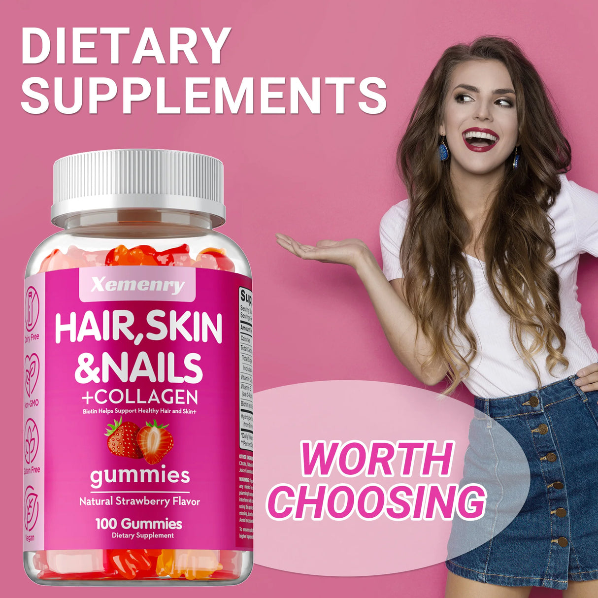 High Potency Biotin Gummies - for Healthy Hair, Skin & Nails, Hair Vitamins for Men & Women | Gluten Free