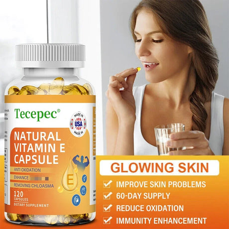 Vitamin E Capsules Helps Blood Birculation and Antioxidant & Brightens Skin Tone Daily Vitamin Supplement Beauty Health