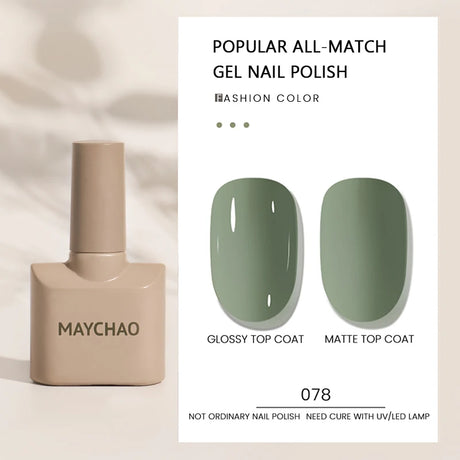 MAYCHAO Gel Nail Polish 12ML Full Coverage Base Top Coat Soak Off Gel Polish UV LED Gel Semi Permanent Varnishes Design Nail Art