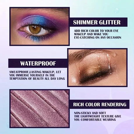 13-Shade Waterproof Liquid Eyeshadow Palette - High Shine Long-Lasting & Smudge-Proof Makeup Set for Glamourous Looks glitter