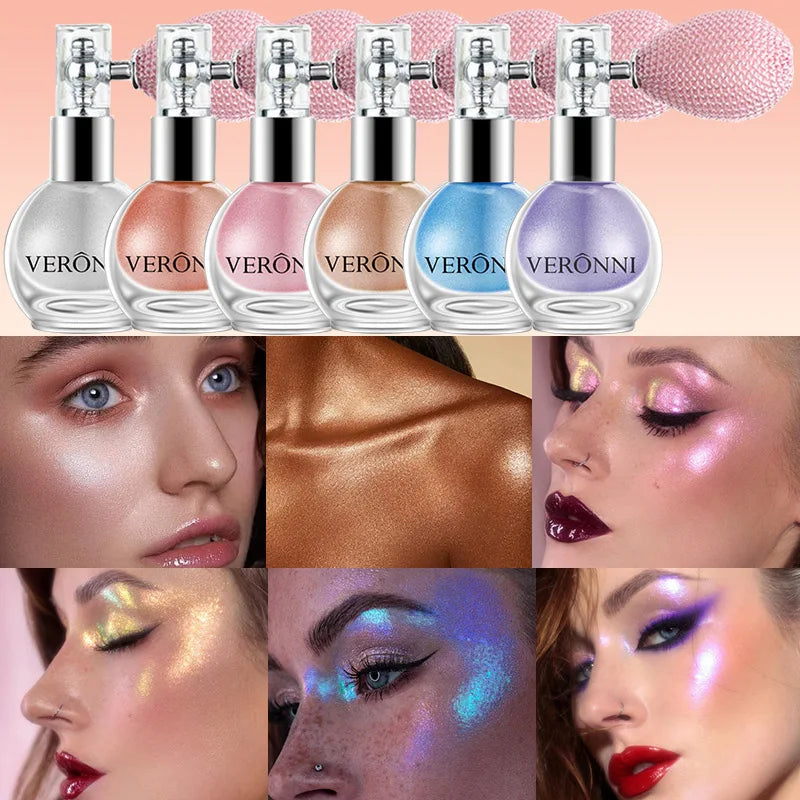 Highlighter Powder Spray Longwear sparkle fairy powder High Gloss Glitter Spray Body Bronzer For Face Body Makeup Cosmetics