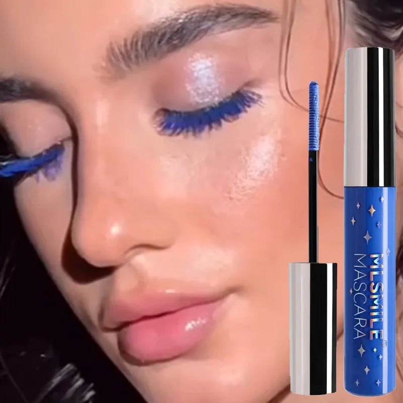 MLSMILE Shiny Pearlescent Colorful Mascara Waterproof Sweat Proof Quick Dry Lasting Matte Blue Mascara Glitter Gold Eyelashes