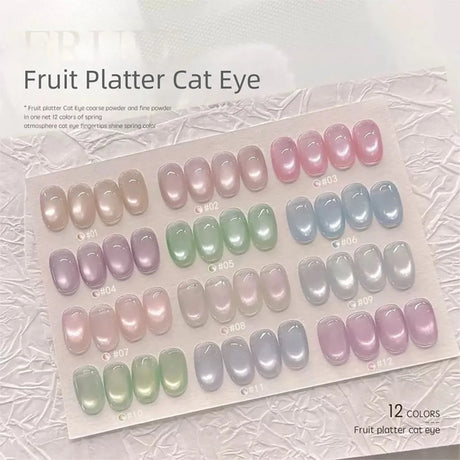 MN 1-20pcs 12ML Pink Gold Cat Eye Ocean Bubble Glass Beads Cat Eye Gel Nail Polish Blue Nails UV Light Nails Green Nails