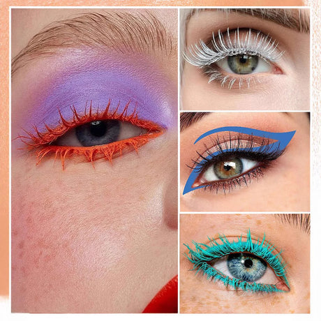 Colorful Slender Mascara Waterproof Fast Drying Curling Eyelashes Multicolor Lashes Makeup Long Lasting Blue Green Cosmetics