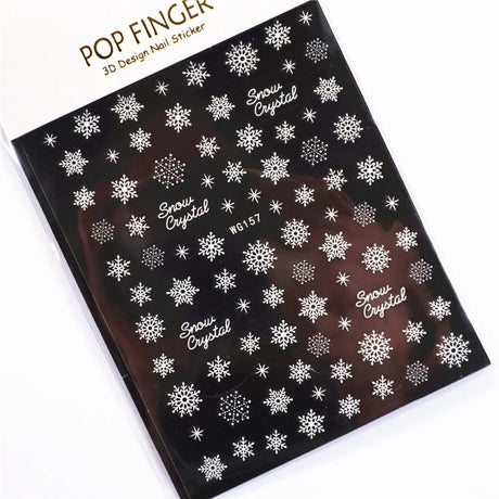 Sliver Bronzing 3D Christmas Nail Art Decoration Sticker Sparkly White Colorful Glitter Geometry Snowflake Winter Slider Foil