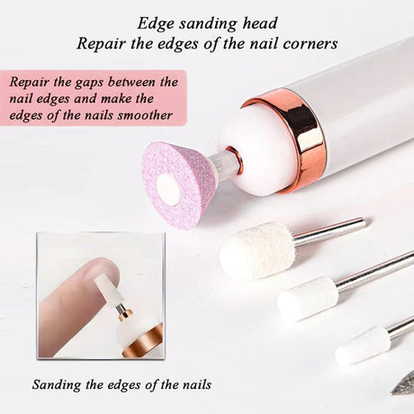 YIKOOLIN Portable Nail File Care Electric Nail Drill with 4 Speeds Cuticle Trimmer Battery Operated Manicure and Pedicure Tools