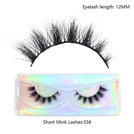 LEHUAMAO 12mm-15mm Short Natural 3D Mink Lashes Fluffy Wispy False Eyelashes 100% Cruelty Free Eyelash Extensio Face Makeup