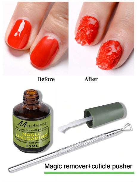 1/2pcs/Set Nail Magic Remover With Remover Tool Quickly & Easily Remove Gel Nail Polish And Poly Nail Gel Without Harming Nails