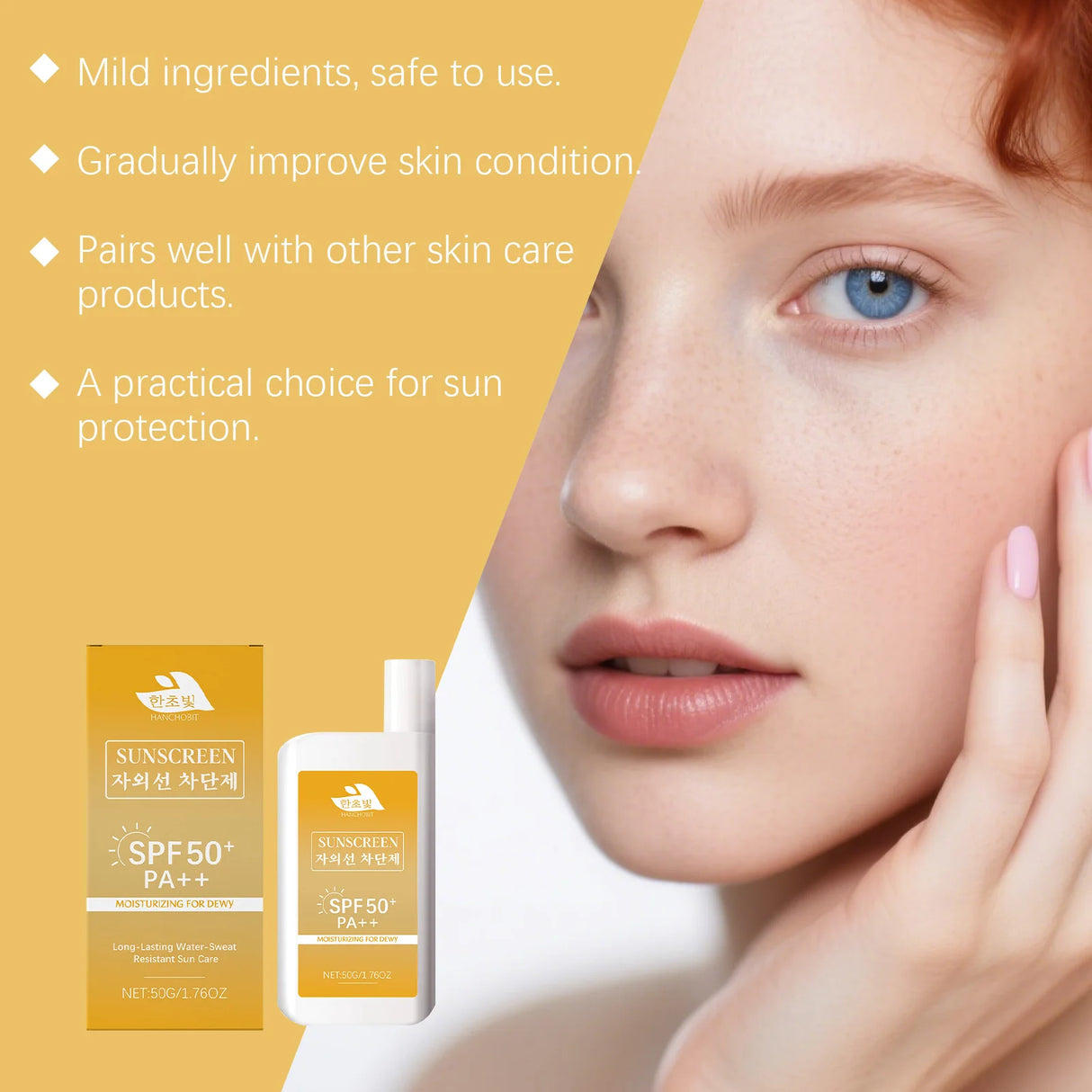 Lightweight Hydrating Sunscreen SPF 50++ Long Lasting UV Protection Fast Absorb No Sticky Oil Control Refreshing Sunblock Lotion