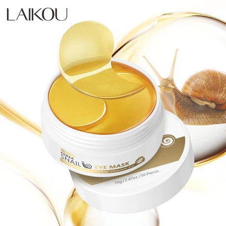 LAIKOU Snail or Sakura Under Eye Mask Anti Aging Hydrating Reduce Dark Circles Puffiness 50 Pieces for Daily Eye Care