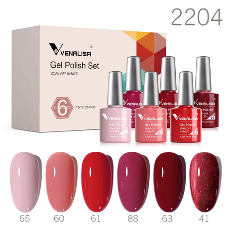 Venalisa Color Nail Gel Polish Kit Jelly Pink Semi-transparent HEMA FREE Self Leveling Nude Natural Pink Nail Manicure Set