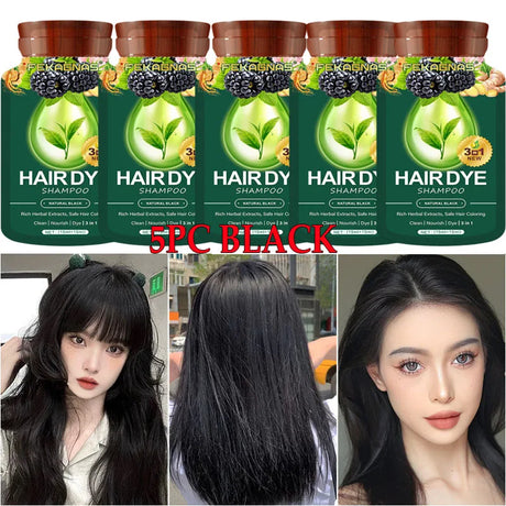 Pure Natural Herbal Hair Dye Shampoo Change Hair Color Cover Gray Hair White Hair Treatment Bubble Plant Hair Dye Hair Care