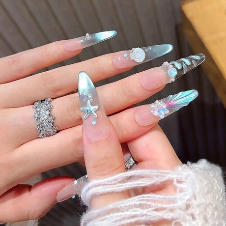 Conch Shell Coconut Tree Mermaid Tail Star Butterfly Heart Rhinestone Bowknot Christmas Snowflake Nail Art Accessory Decorations