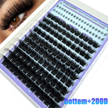 Salon-Like Lash Clusters Kit With Spikes DIY Eyelash Clusters D Curve Spiky Full Cluster Eyelash Extensions Kit Individual Lashe