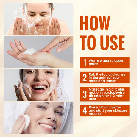 150ml Natural Vitamin C Face Wash Deep Cleansing Dissolves Grease Brightens Skin Hyaluronic Acid Compatible Gentle Facial Cleane