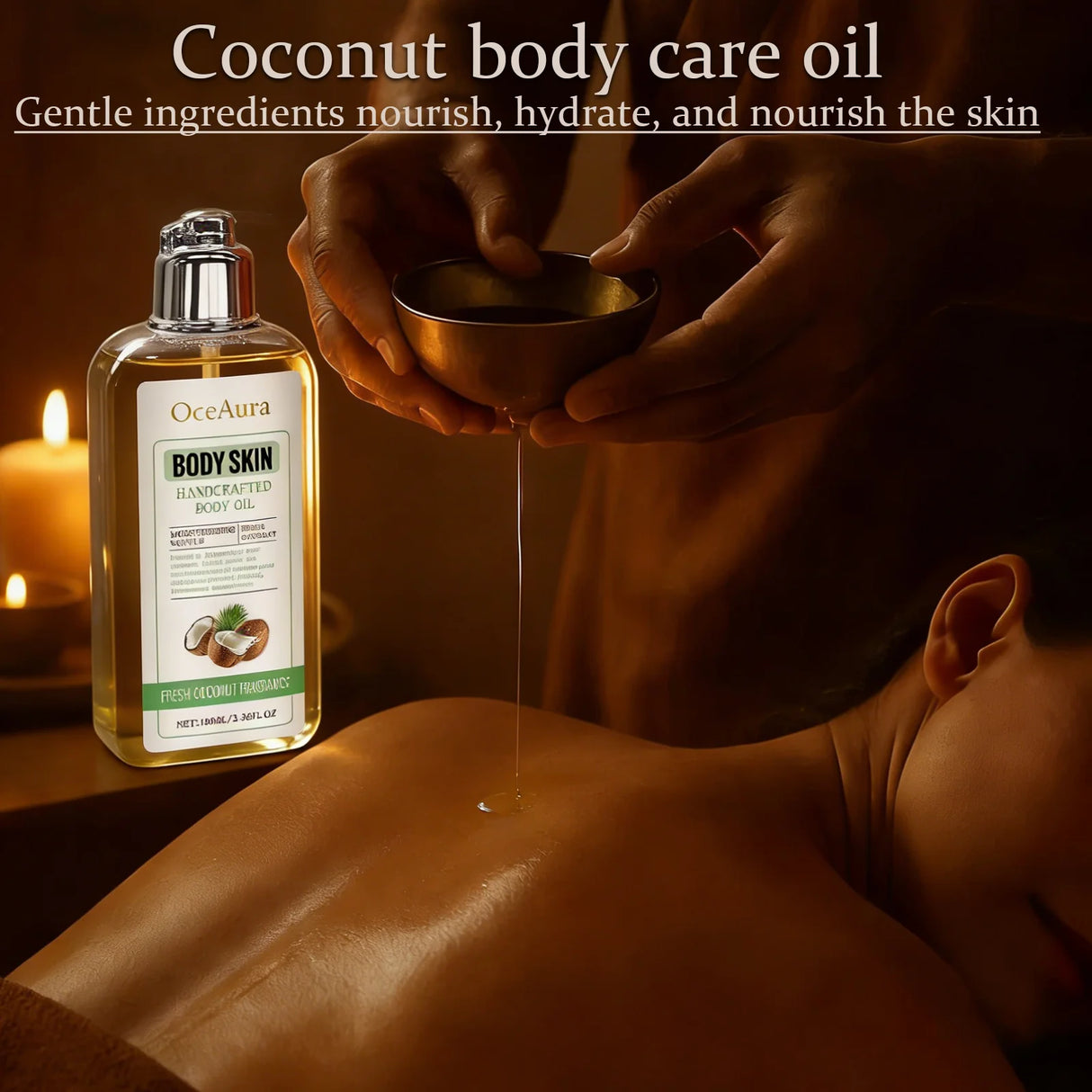 Oceaura 100ml Coconut Body Care Oil Hydrate Nourish Skin Lasting Fragrance Smooth Skin Elasticity Moisturizing Skincare Oil