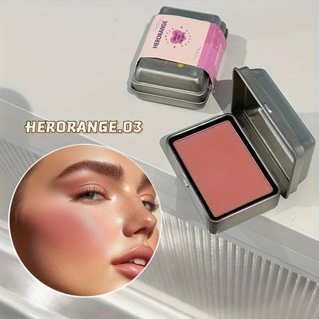 Herorange 6 Colors Iron Box Blush Palette Matte and Fine Shimmer Low Saturation Waterproof Long Lasting Easy to Apply
