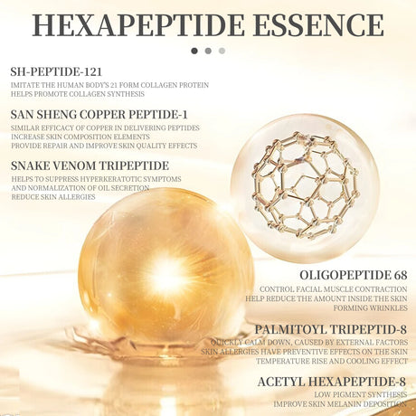 6 Peptide Essence Facial Refreshing Skin Care Set Contains Collagen to Improve Fine Lines, Brighten Skin, Moisturize and Nourish