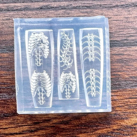 3D Silicone Nail Art Mold Ribs Spine Bone Design DIY Nail Decor Transparent Manicure Template