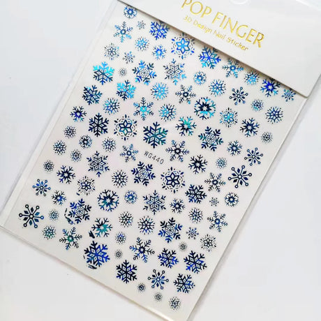Sliver Bronzing 3D Christmas Nail Art Decoration Sticker Sparkly White Colorful Glitter Geometry Snowflake Winter Slider Foil