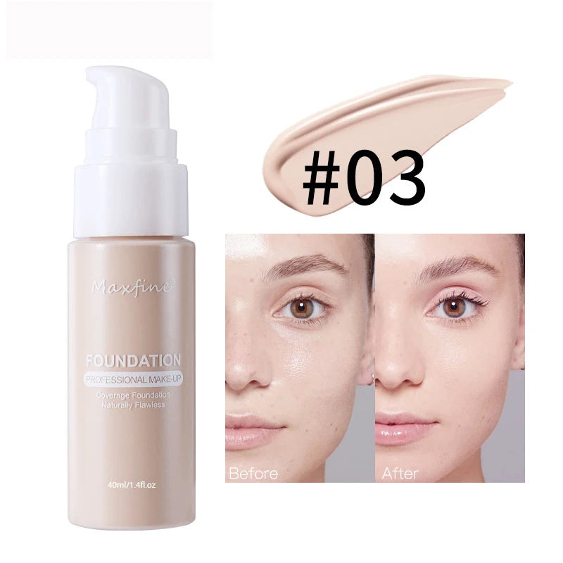 Liquid Foundation Long-lasting Waterproof Oil Control Moisture Long-lasting Concealer High Coverage Female Facial Cosmetics