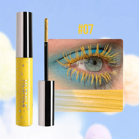 MLSMILE Shiny Pearlescent Colorful Mascara Waterproof Sweat Proof Quick Dry Lasting Matte Blue Mascara Glitter Gold Eyelashes