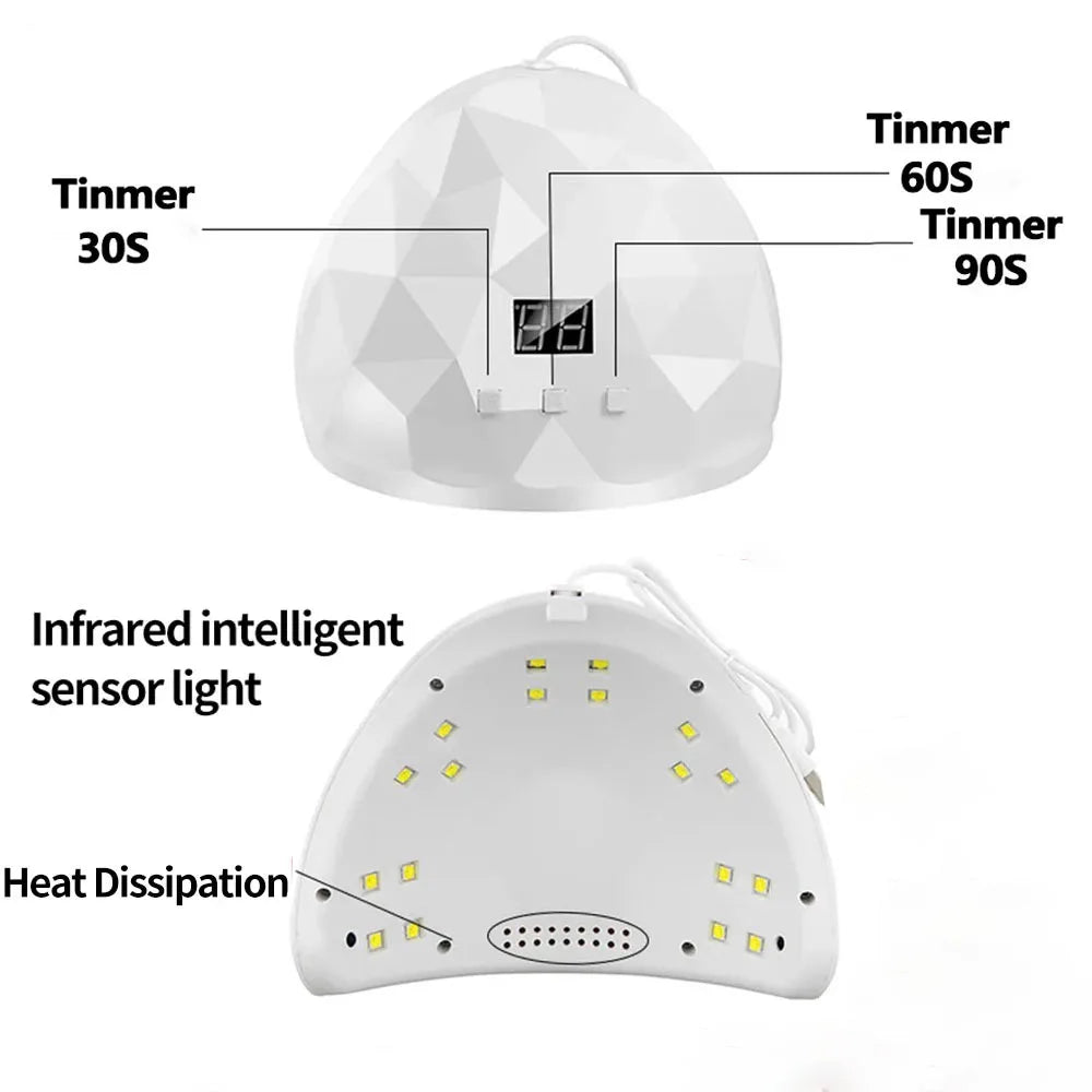 Nail Dryer Lamp UV Nail Polish Lamp Gel Curing Polishing Lamp for Gel Nails Gel Nail Polish Curing Dryer Home Salon Tool