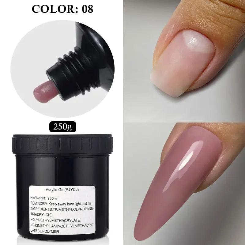 MSHARE 250g Clear Acrylic Gel Hard Gel For Nail Extension Pink Nude White Acrygel Hema TPO Free Builder Nail Gel French Nail Art