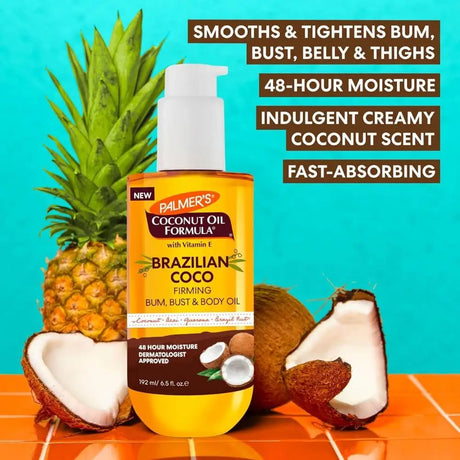 Palmer's Vanilla Coconut Firming Body Oil - 72H Hydration with Shea Butter & Vitamin E for Softer Skin Tightening & Firming