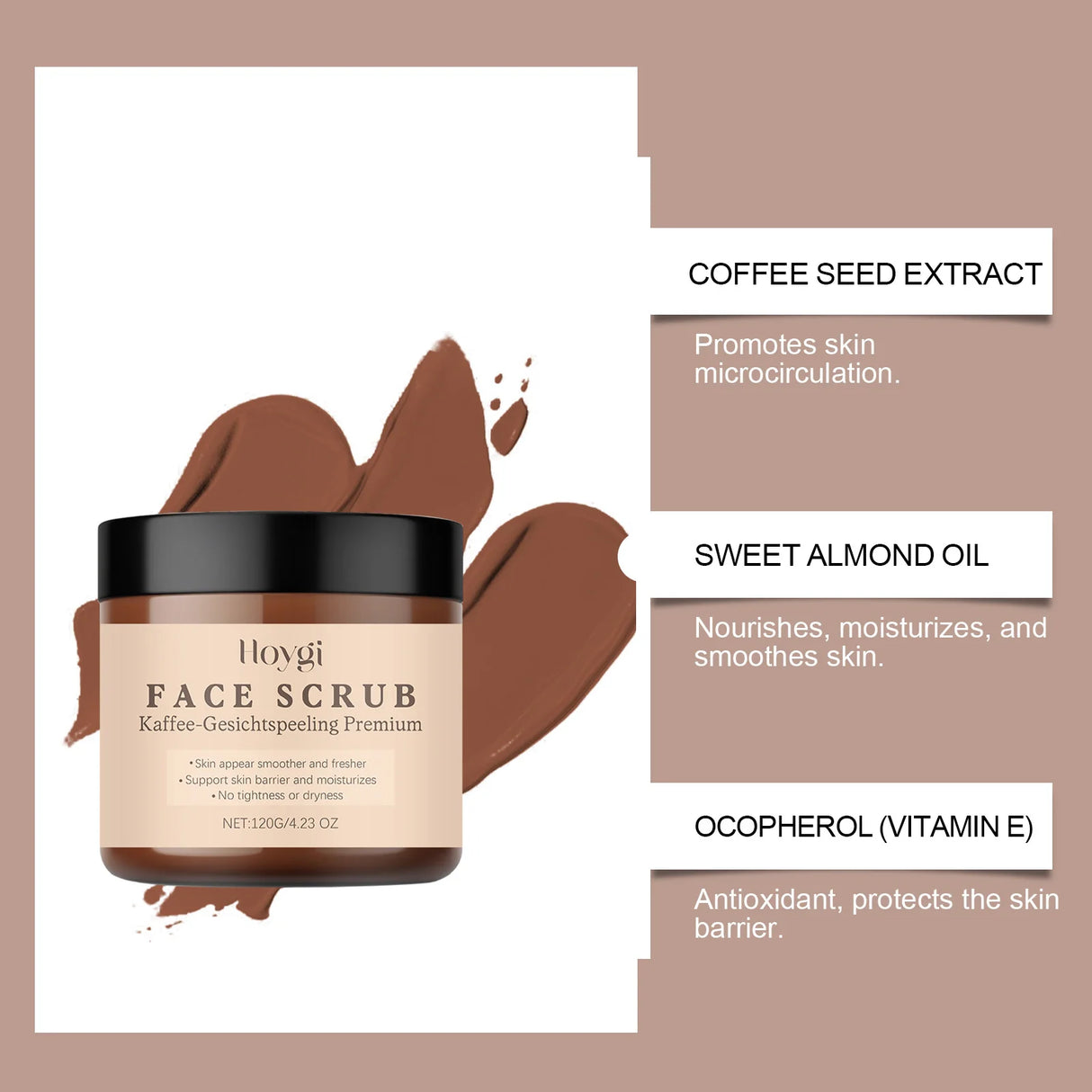 Vanilla Coffee Facial Scrub Deep Cleansing Oil Control Face Exfoliator Dual Scrubbing Particles Nourishing Smooth Glowing Skin