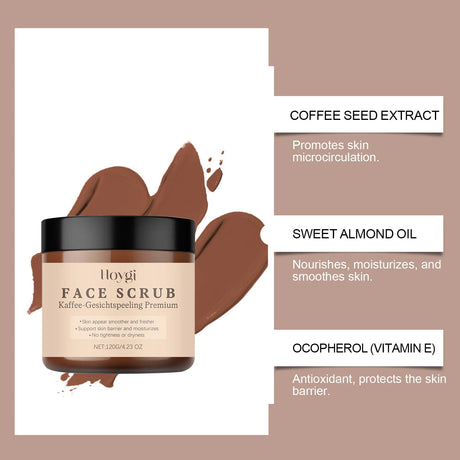 Vanilla Coffee Facial Scrub Deep Cleansing Oil Control Face Exfoliator Dual Scrubbing Particles Nourishing Smooth Glowing Skin