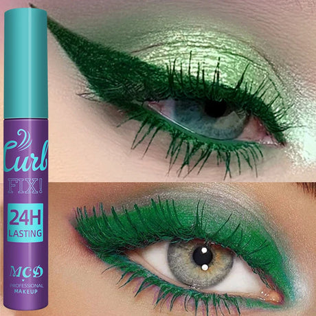 Colorful Slender Mascara Waterproof Fast Drying Curling Eyelashes Multicolor Lashes Makeup Long Lasting Blue Green Cosmetic