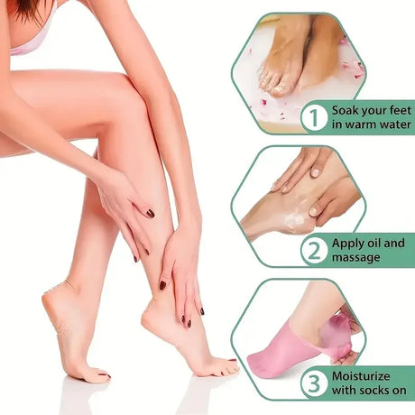 2 Pieces Silicone Foot Care Socks, Moisturizing Protection, Softening Dry, Cracked Heels, Foot Care Tools for Men and Women