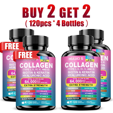 Buy 1 Get 1 Free! Pure Collagen Supplement, for Skin Firmness, Joint Health & Hair Growth, Promotes Youthful Glow, Non-GMO