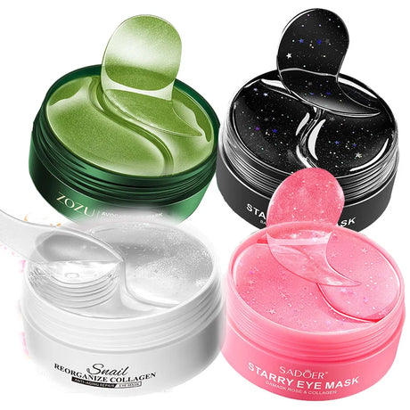 240pcs=120pairs Eye patches Hyaluron Acid & Gold & Seaweed & Black Pearl Hydrating Moisturizing Crystal Collagen Gel Eye Mask