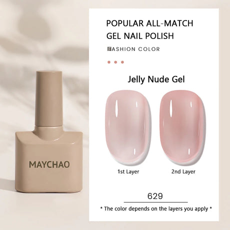 MAYCHAO Gel Nail Polish 12ML Full Coverage Base Top Coat Soak Off Gel Polish UV LED Gel Semi Permanent Varnishes Design Nail Art