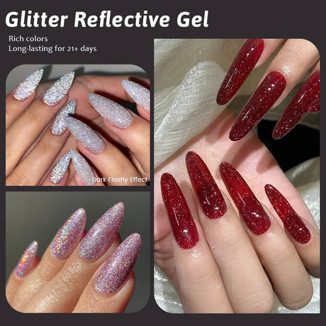 UR SUGAR 15ml Chameleon Pink Purple Reflective Gel Nail Polish Glitter Gorgeous Semi Permanent Soak Off UV Gel For Nail Art