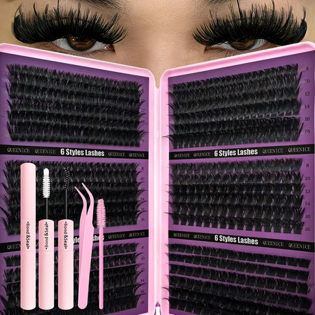 600pcs DIY Eyelash Clusters Kit - 60D 80D 100D 150D, 10-18mm Length Mix | Thick Natural Reusable False Lashes for Doll