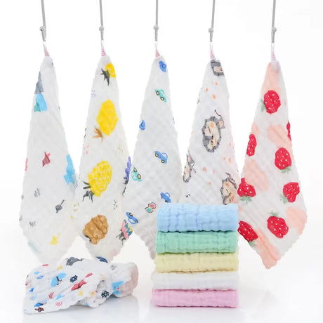 5 PCS Lot Muslin 6 Layers Cotton Soft Baby Towels Baby Face Towel Handkerchief Bathing Feeding Face Washcloth Wipe Burp Cloth